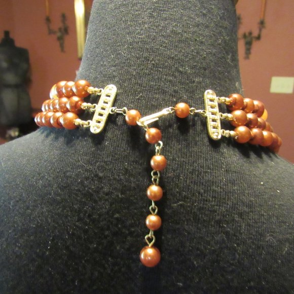 🧡 Gorgeous Vintage Copper-Gold Tulip Beaded Necklace - Picture 9 of 16